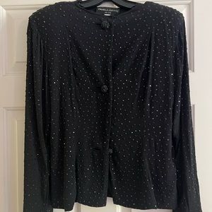 Pamela Dennis black rhinestone skirt and jacket set - vintage